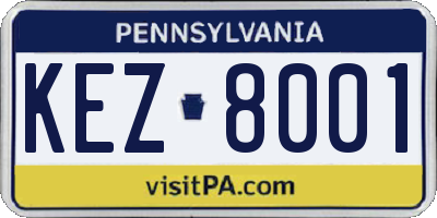 PA license plate KEZ8001