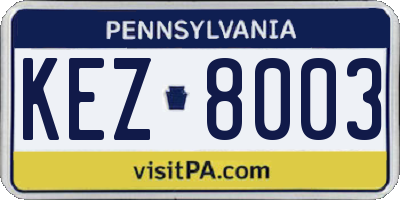 PA license plate KEZ8003
