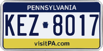 PA license plate KEZ8017