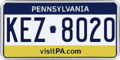 PA license plate KEZ8020