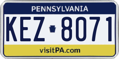 PA license plate KEZ8071