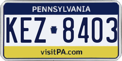 PA license plate KEZ8403