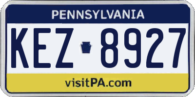 PA license plate KEZ8927