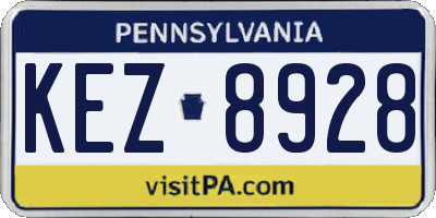 PA license plate KEZ8928