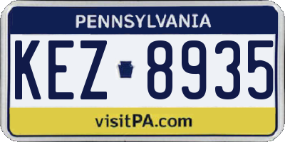 PA license plate KEZ8935