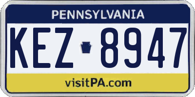 PA license plate KEZ8947