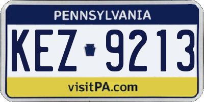 PA license plate KEZ9213