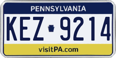 PA license plate KEZ9214