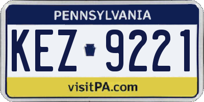 PA license plate KEZ9221