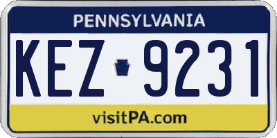 PA license plate KEZ9231