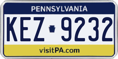 PA license plate KEZ9232