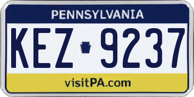 PA license plate KEZ9237