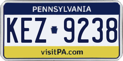 PA license plate KEZ9238