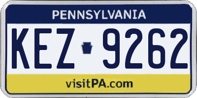 PA license plate KEZ9262