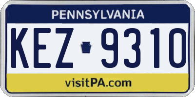 PA license plate KEZ9310
