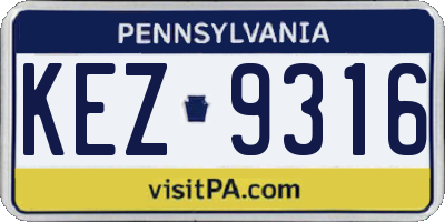 PA license plate KEZ9316