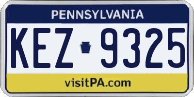PA license plate KEZ9325