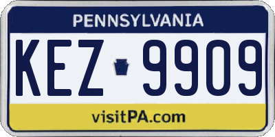 PA license plate KEZ9909