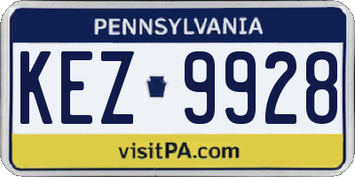 PA license plate KEZ9928