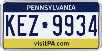 PA license plate KEZ9934