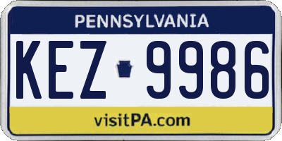 PA license plate KEZ9986