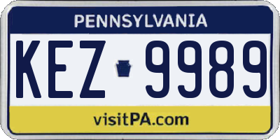 PA license plate KEZ9989