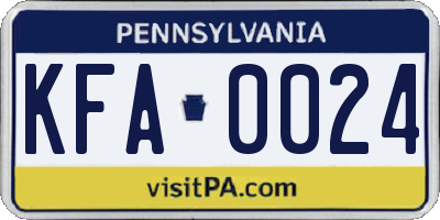PA license plate KFA0024