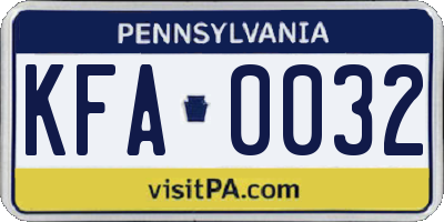 PA license plate KFA0032