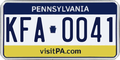 PA license plate KFA0041