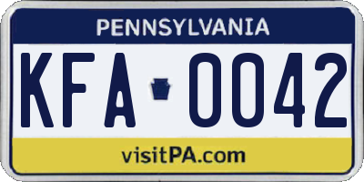 PA license plate KFA0042