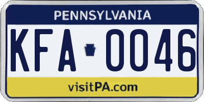 PA license plate KFA0046