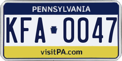 PA license plate KFA0047