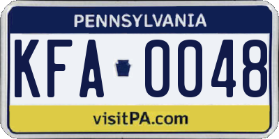 PA license plate KFA0048