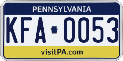 PA license plate KFA0053