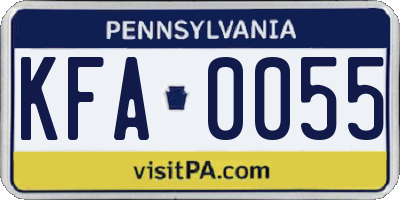 PA license plate KFA0055