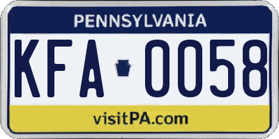 PA license plate KFA0058