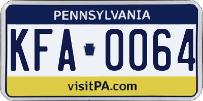 PA license plate KFA0064