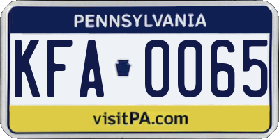 PA license plate KFA0065
