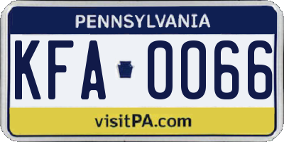 PA license plate KFA0066