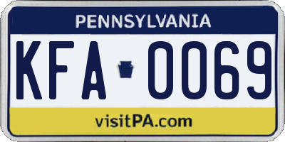 PA license plate KFA0069