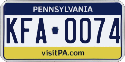 PA license plate KFA0074
