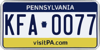 PA license plate KFA0077