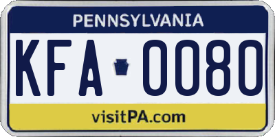 PA license plate KFA0080