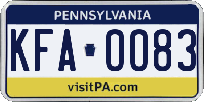 PA license plate KFA0083