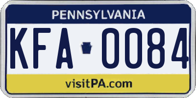 PA license plate KFA0084