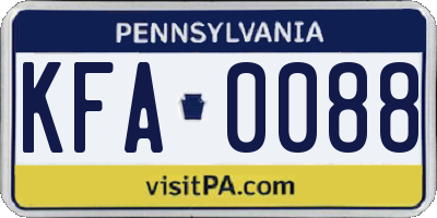 PA license plate KFA0088
