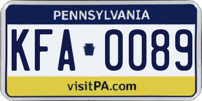 PA license plate KFA0089