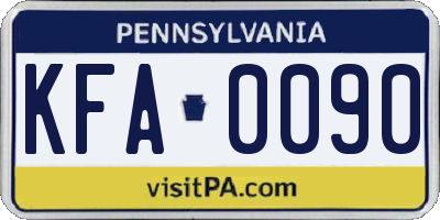 PA license plate KFA0090