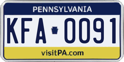 PA license plate KFA0091