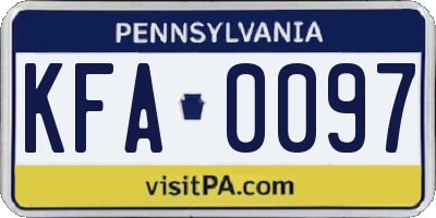 PA license plate KFA0097
